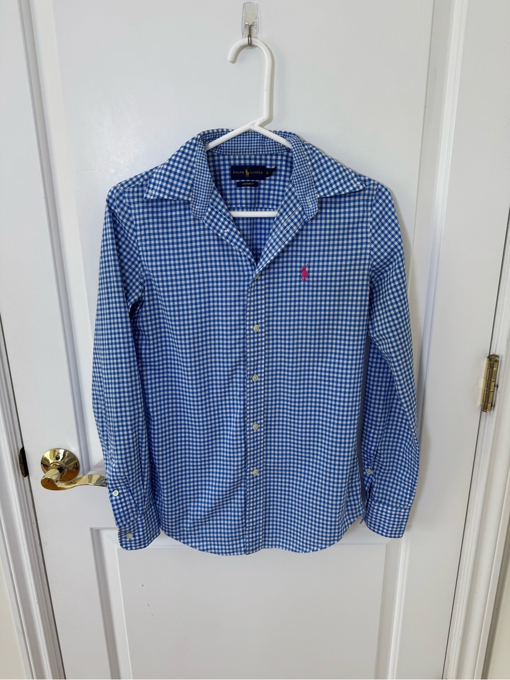 Ralph Lauren Women's L/S Custom Fit Gingham Shirt Preppy